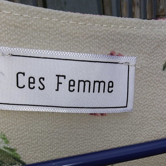 Ces Femme Blouse Cream Floral - No Size Tag - See Measurements - Picture 7 of 14